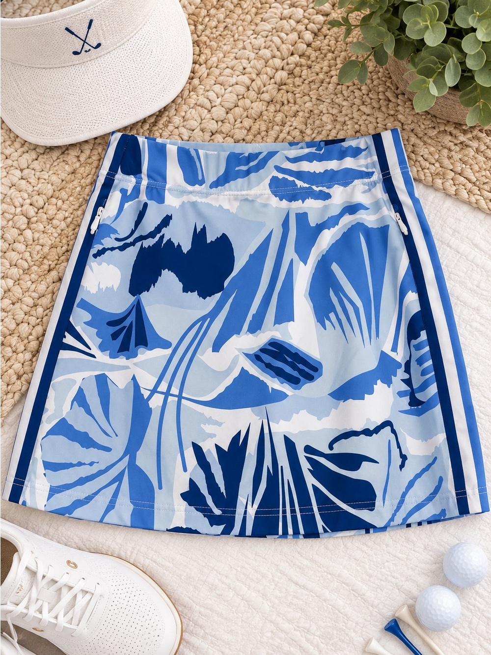 Gretchen Scott Designs Blue & Navy Botanical Print A-Line Skirt
